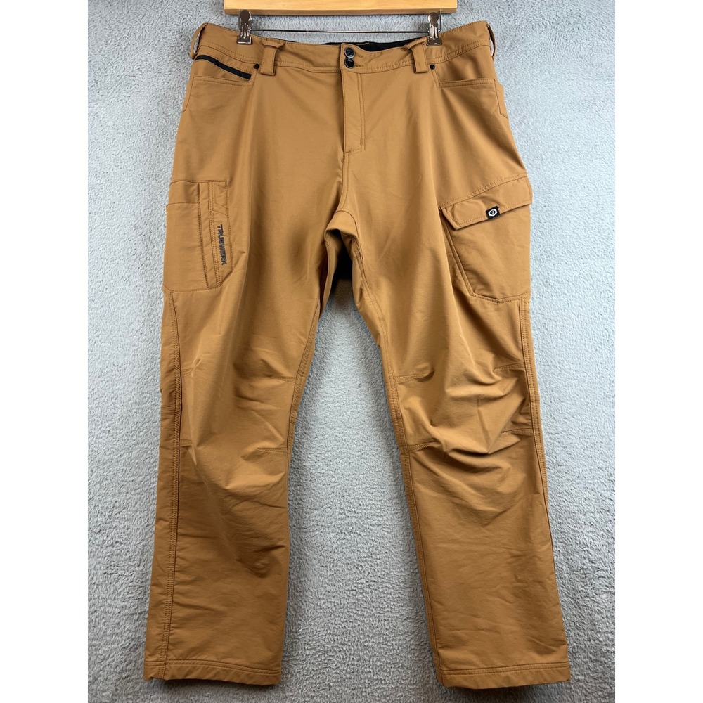 Truewerk T1 Werkpants Mens 42x32 Brown Technical Work Cargo Pants Reflective